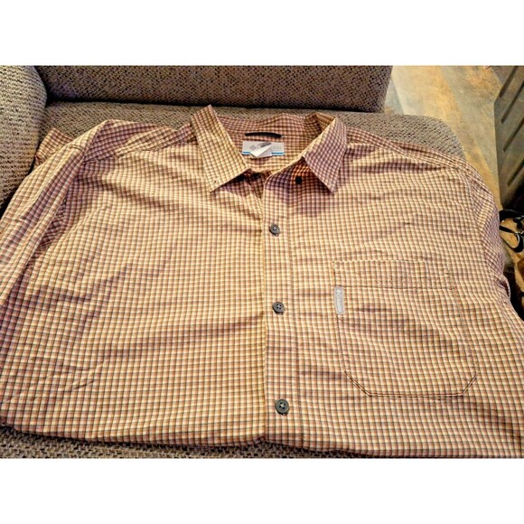 Columbia Sportswear Men's Size X Large Orange‎ Plaid Long Sleeve Shirt - Picture 8 of 9